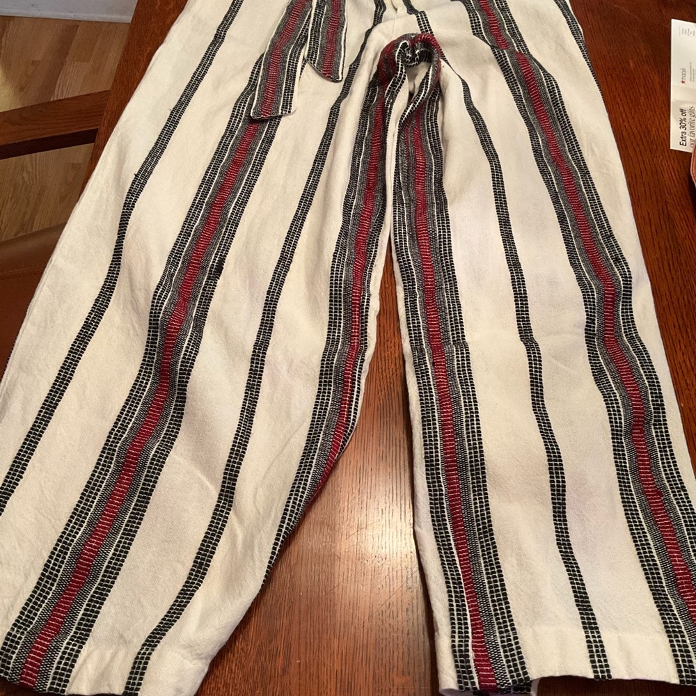 Mango Black and White Wide Leg Pants